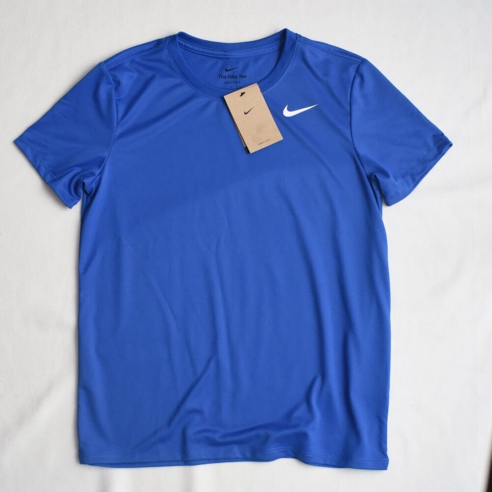 Nike Dri-FIT Womens Size S Blue Short Sleeve Gym Training T-Shirt DX0687-480